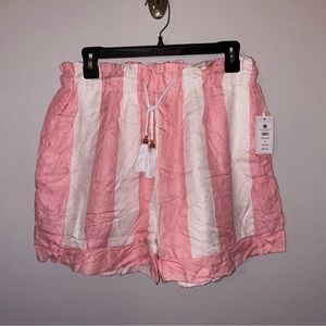 NWT Lauren James Miramar drawstring shorts Sunset Coral Stripe